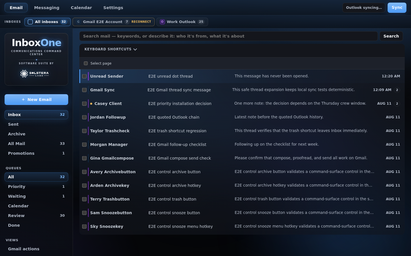 Inbox One unified inbox and account navigation